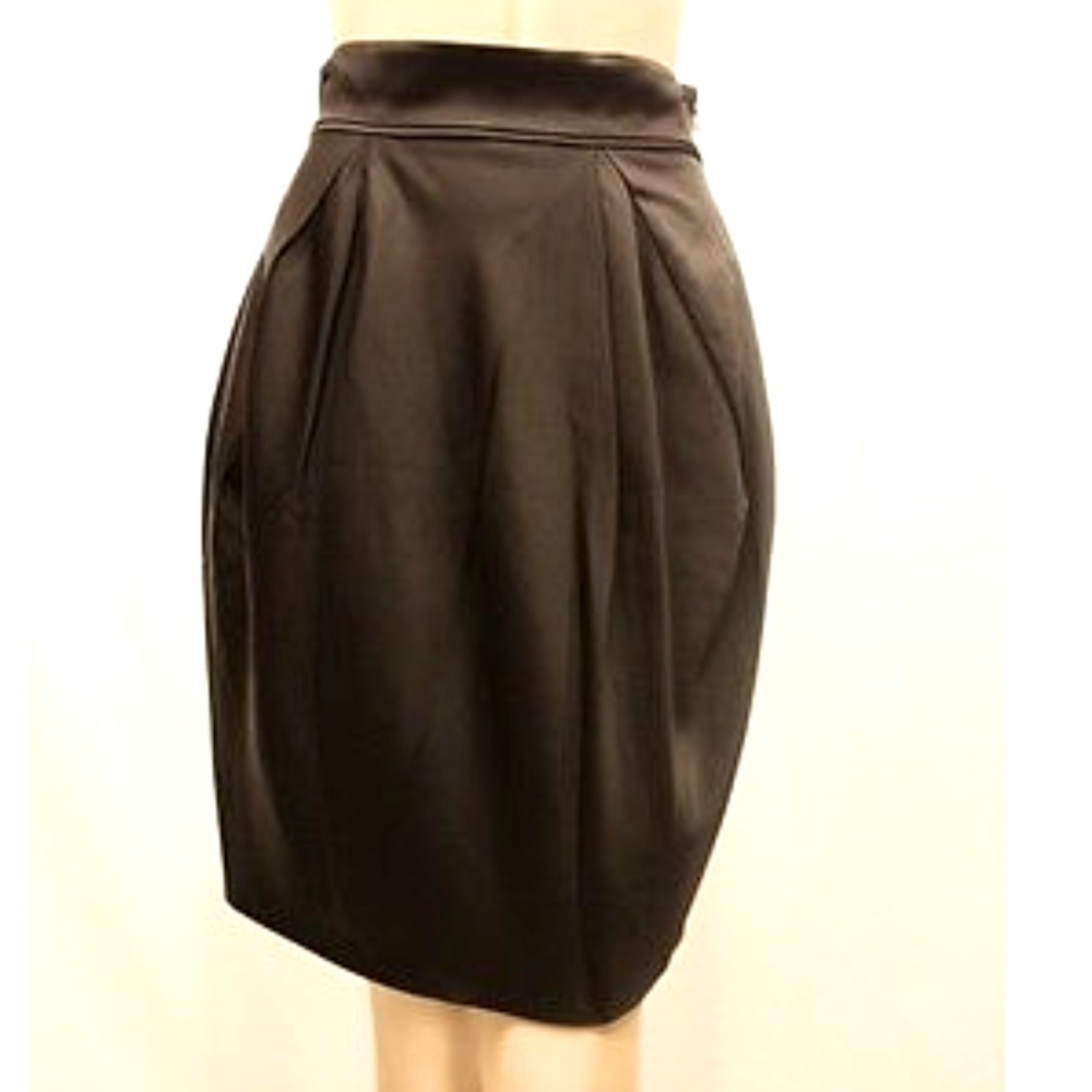 BCBG Maxazria Black Woven Acetate Skirt